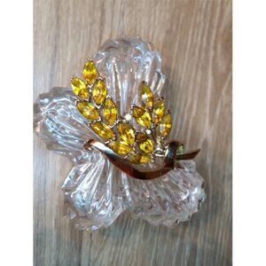 Vintage coro craft gold tone & rhinestones brooch dressy costume statement.